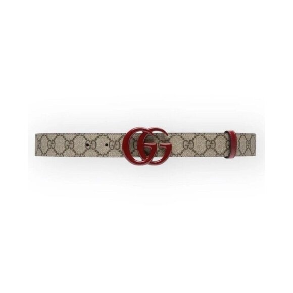 NEW Gucci Marmont Belt GG Logo Red Brown Monogram Canvas 110 cm 44 inch - Picture 2 of 8